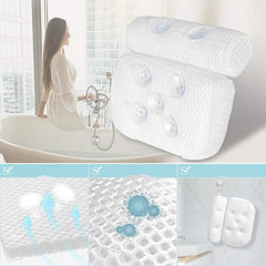 4D Bath Pillow Head And Neck Pillow With Suction Cup Bathtub Non-slip Bath Pillow