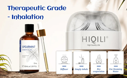 HIQILI Spearmint Essential Oils, 100ML Pure Plant Oil for Diffuser, Humidifier, Massage, Muscle Relief, Bath, DIY Candles&Soaps