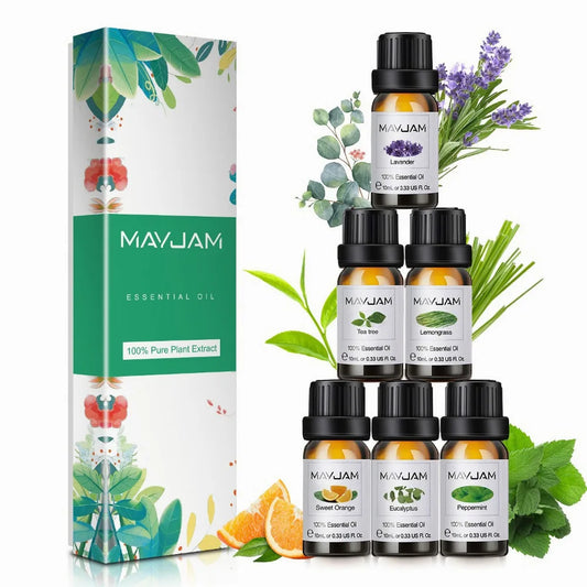 MAYJAM Essential Oils Set - 6pcs Pure Aroma for Diffusers,Bath,Home,Soaps Candle Making,Aromatherapy,Humidifiers,Air Freshener