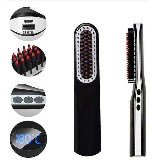 Beard Straightener For Men Beard Straightening Comb Cordless Multifunctional Hair Brush Straightening Comb Quick Hair Style Tool