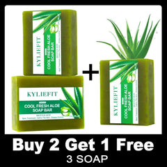 KYLIEFIT Cool Fresh Aloe Soap Bar, Black Spots Treatment, Calms Skin, Oil Control, Deep Clean, Exfoliation, For Face And Body