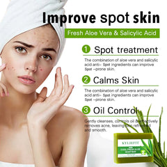 KYLIEFIT Cool Fresh Aloe Soap Bar, Black Spots Treatment, Calms Skin, Oil Control, Deep Clean, Exfoliation, For Face And Body