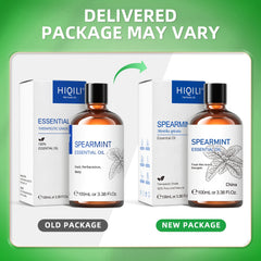 HIQILI Spearmint Essential Oils, 100ML Pure Plant Oil for Diffuser, Humidifier, Massage, Muscle Relief, Bath, DIY Candles&Soaps