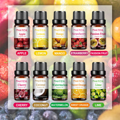 10pcs Fruit Fragrance Essential Oils Gift Set Strawberry Mango Watermelon Passion Fruit Coconut Flavoring Oil for Candle Making