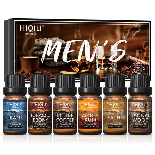 HIQILI Mens Fragrance Oils Set, Essential Oils for Aromatherapy, Pure Perfume Oil Aroma Oil for Car Diffuser Candles Making