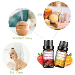 10pcs Fruit Fragrance Essential Oils Gift Set Strawberry Mango Watermelon Passion Fruit Coconut Flavoring Oil for Candle Making