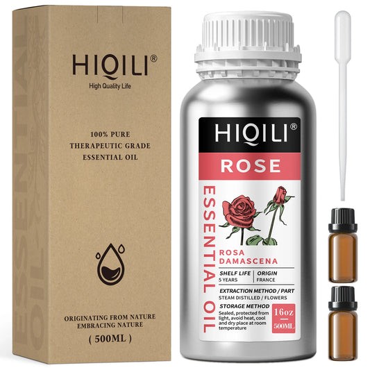 HIQILI 500ML Rose Essential Oils,100% Pure Nature for Aromatherapy | Used for Diffuser,Humidifier,Massage | Perfume DIY