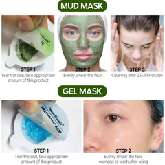 5pcs Jelly Mud Face Mask Hyaluronic Acid Moisturizing Gel Mask Deep Cleansing Remove Blackheads Acne Shrink Pores Skin Care