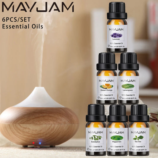 MAYJAM Essential Oils Set - 6pcs Pure Aroma for Diffusers,Bath,Home,Soaps Candle Making,Aromatherapy,Humidifiers,Air Freshener