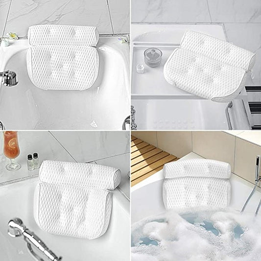 4D Bath Pillow Head And Neck Pillow With Suction Cup Bathtub Non-slip Bath Pillow